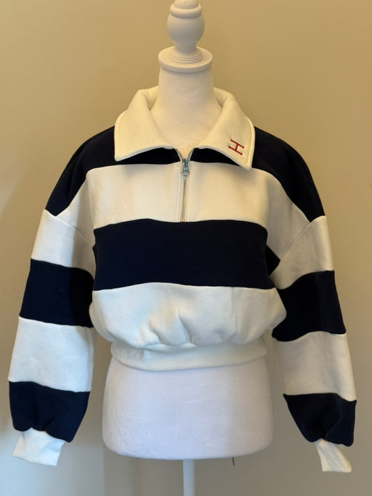 Blue and White Long Sleeve Rugby shirt