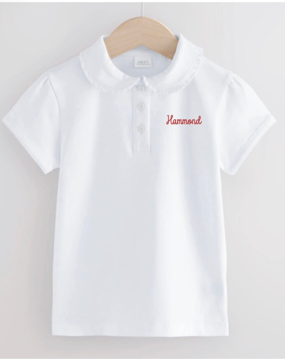 Youth White Frill Collar Polo