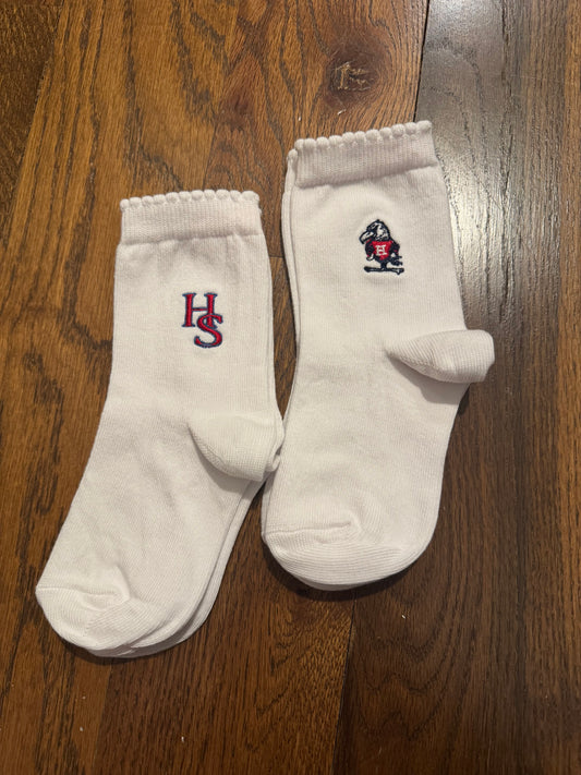 Girls white embroidered socks