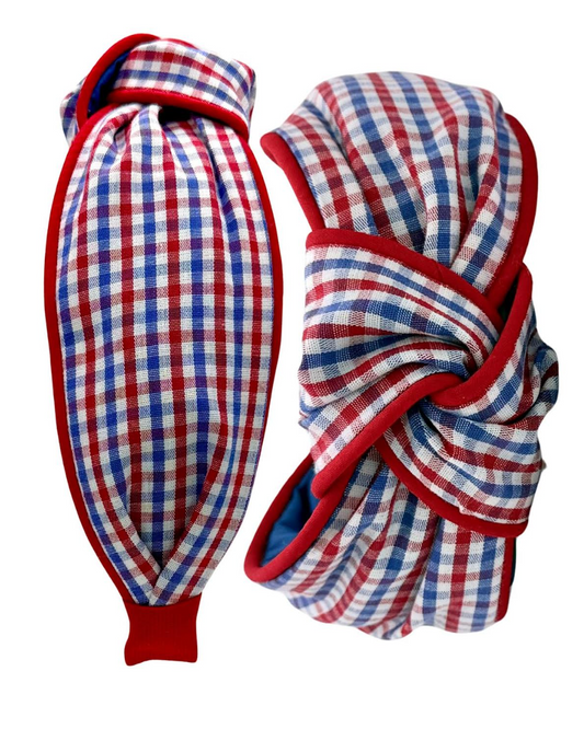 Handmade Gingham Piped Headband