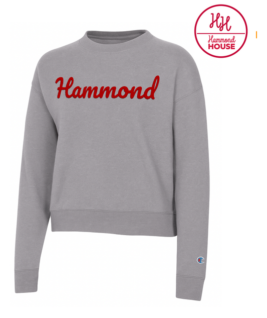 Wool Embroidered Gray Crewneck With Hammond script