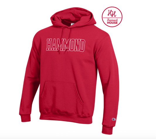 Youth Red Hammond Stitched Screenprint Appliqué Hoodie