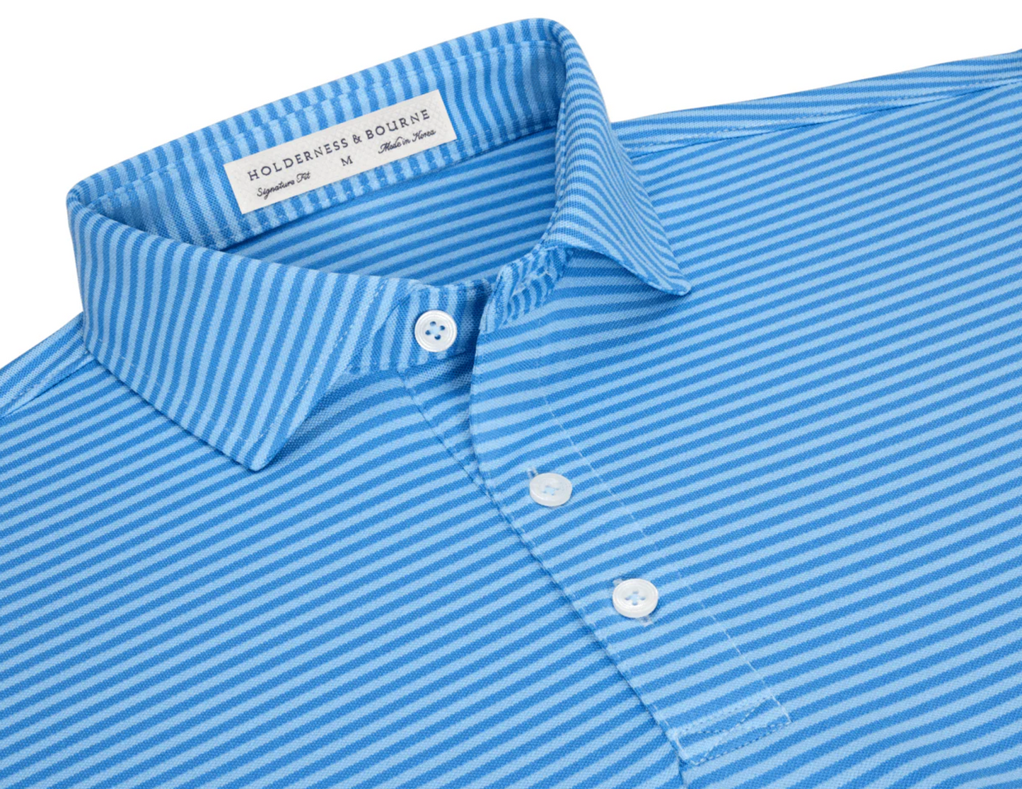 Adult Holderness and Bourne Blue Stripe Polo