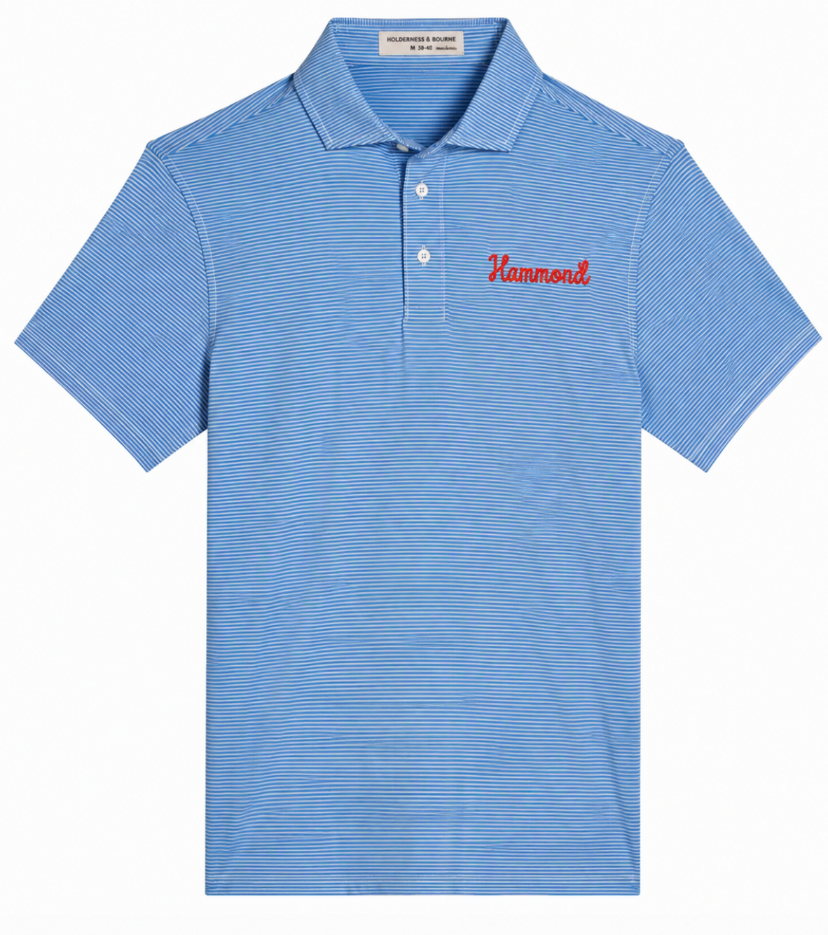 Youth Holderness and Bourne Royal and White Striped Performance Polo