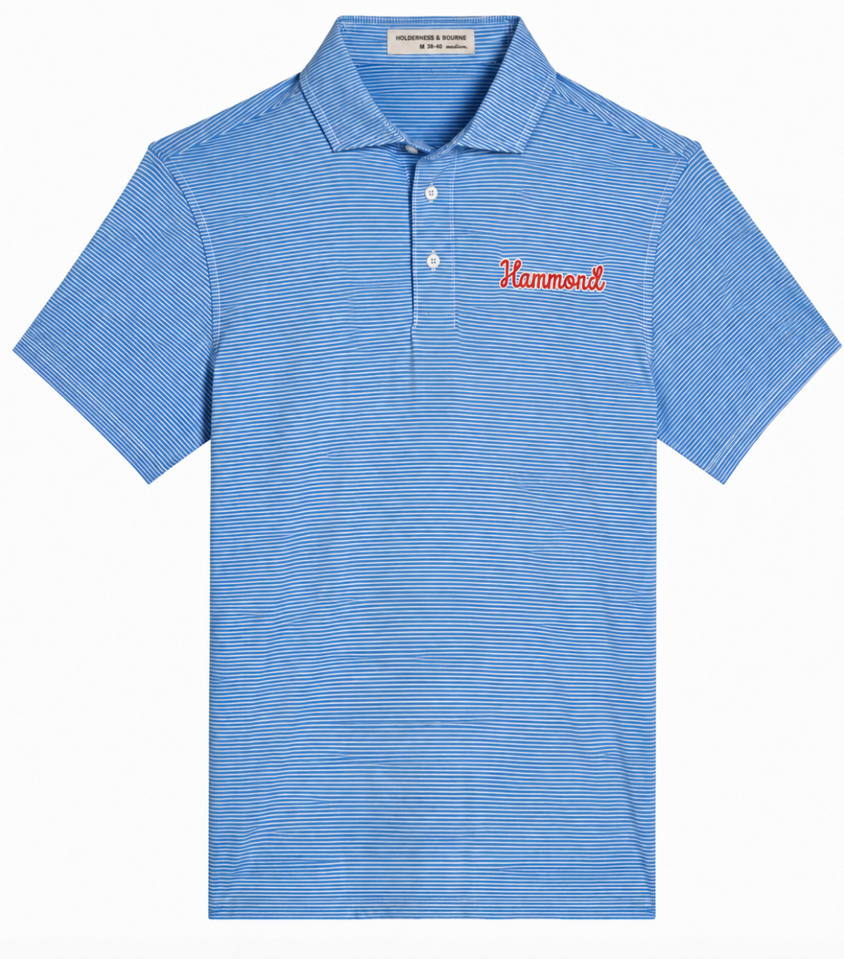 Youth Holderness and Bourne Royal and White Striped Performance Polo