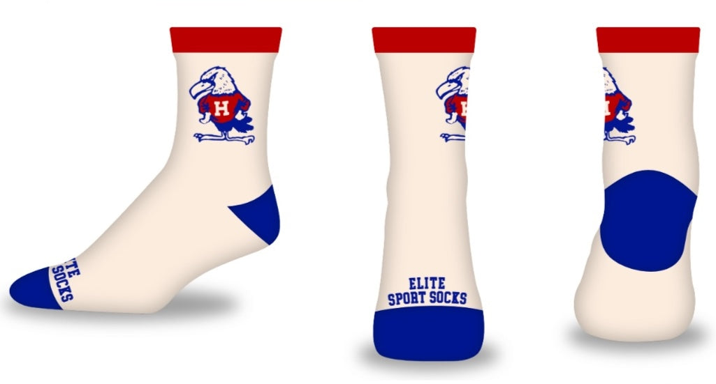 Cream Henry Hawk Socks with Red stripe