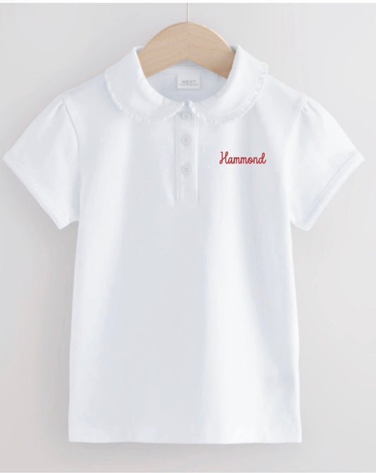 Youth White Frill Collar Polo