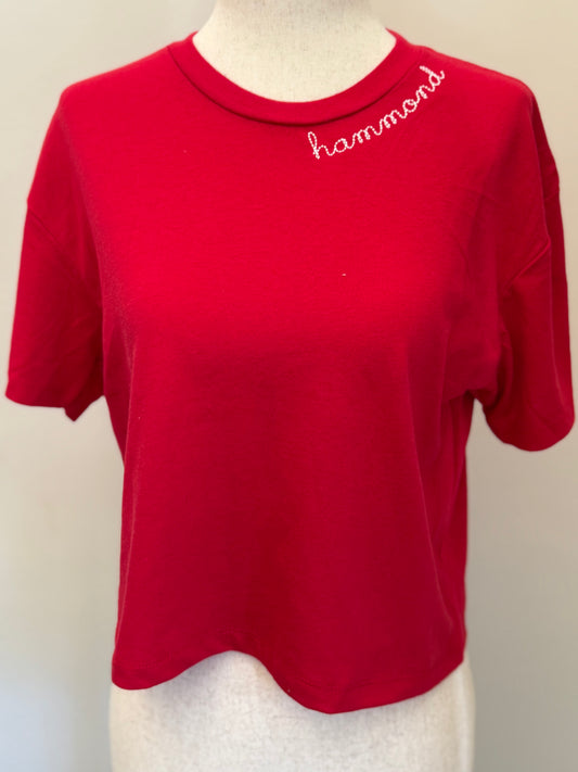 Red Cropped "hammond" tee