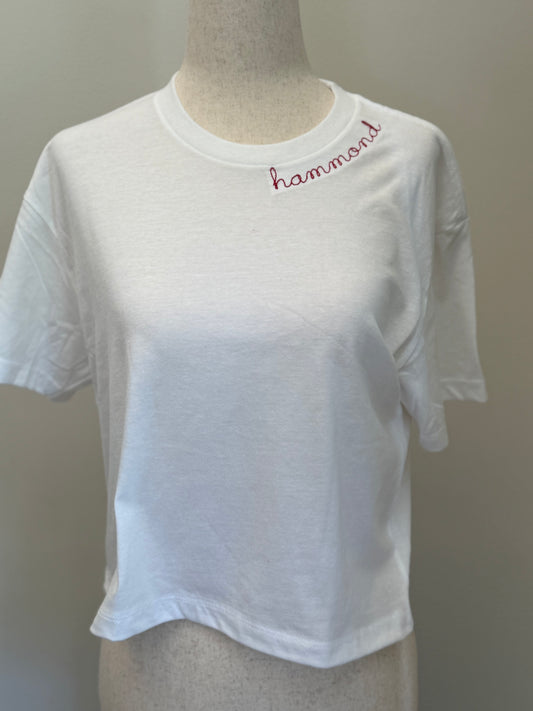White Cropped "hammond" tee
