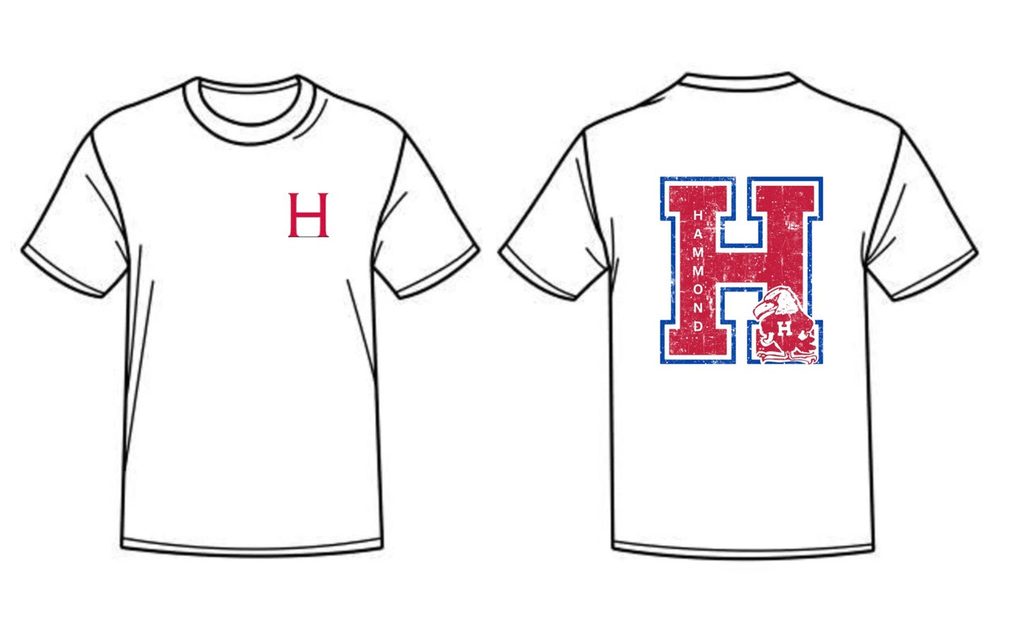 White Tee with Large H and Henry on back YOUTH