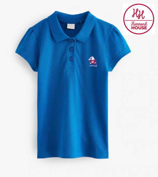 Girls Short Sleeve Royal Scalloped Collared shirt