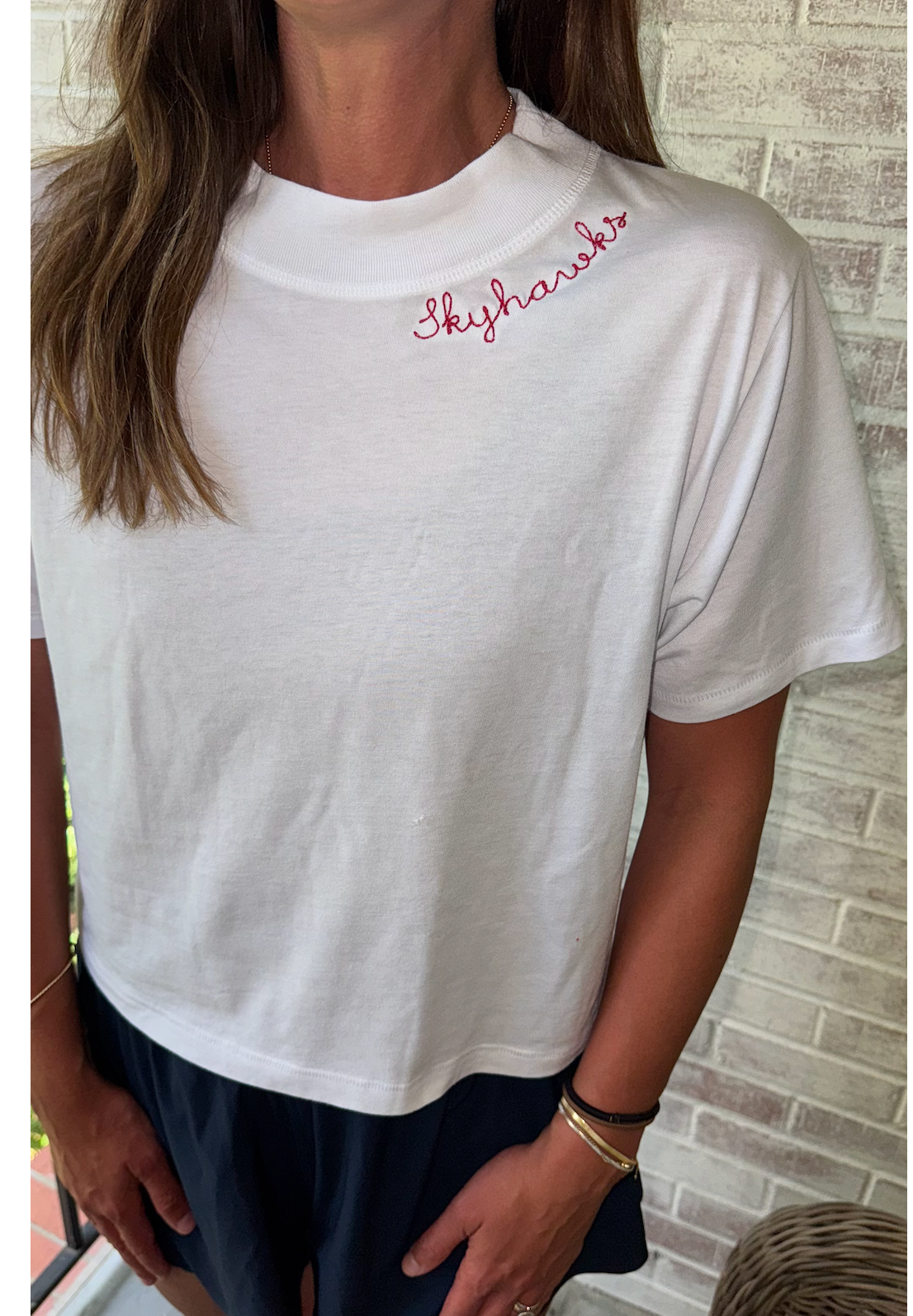 Women's Cropped Skyhawks Embroidered Tee