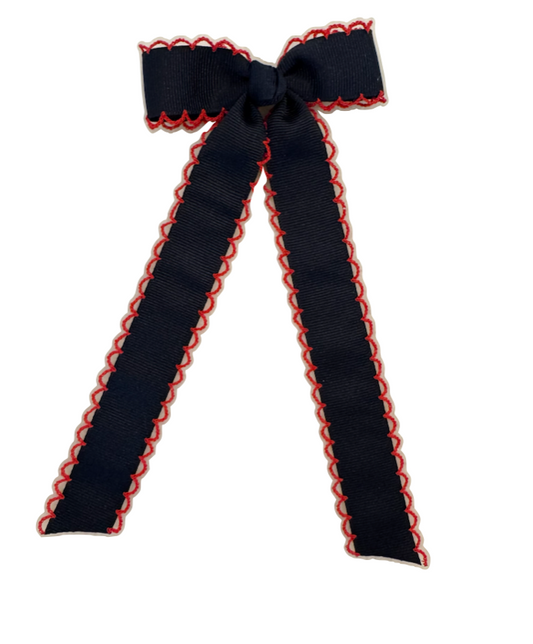 Wee Ones Navy and Red Streamer Bow