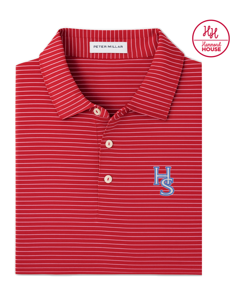 Red Peter Millar HS Polo on chest