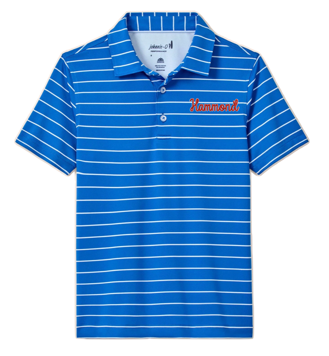 Youth Johnnie O Polo Royal and White Stripe
