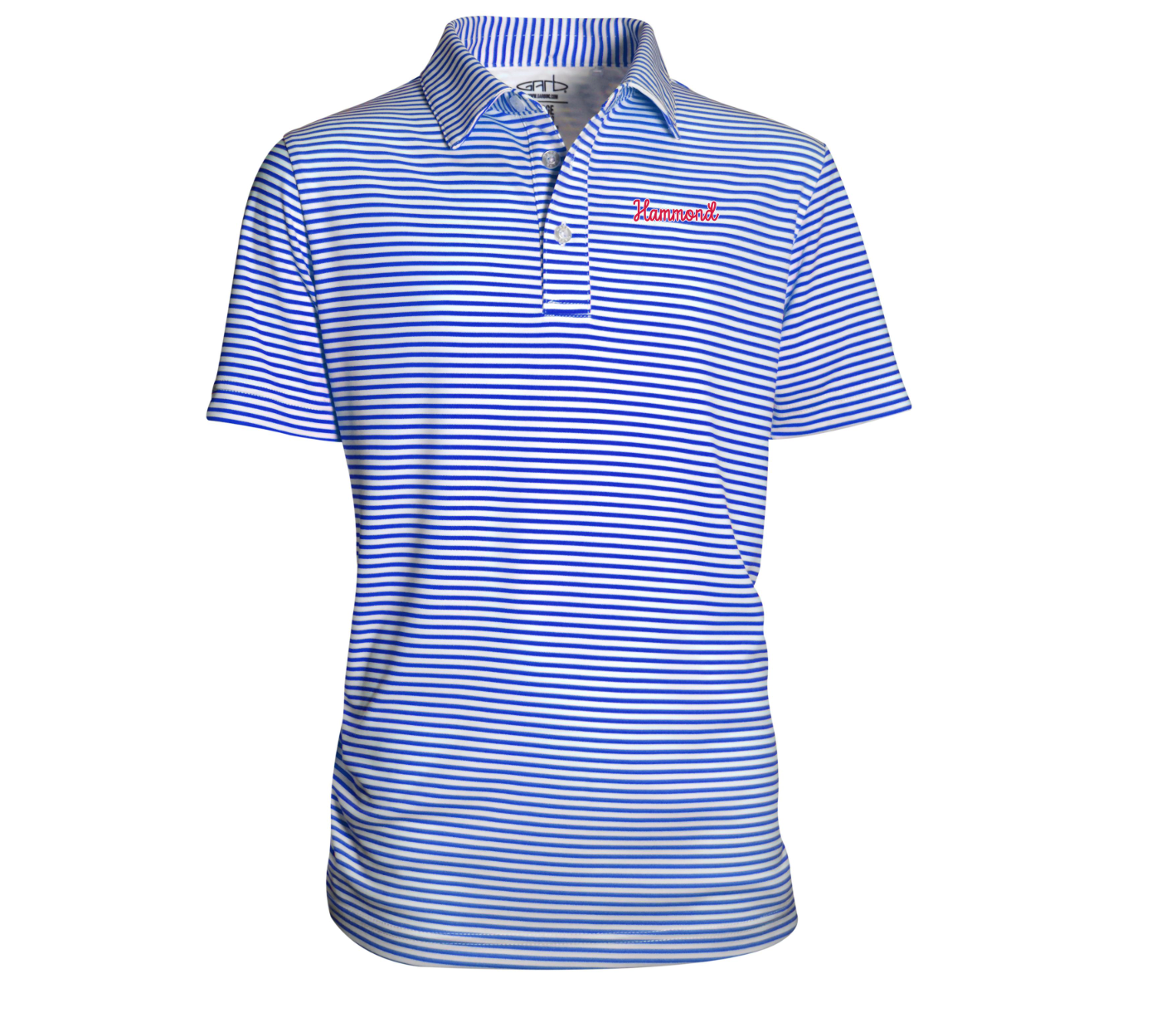 Youth Royal and White Striped Polo with Hammond