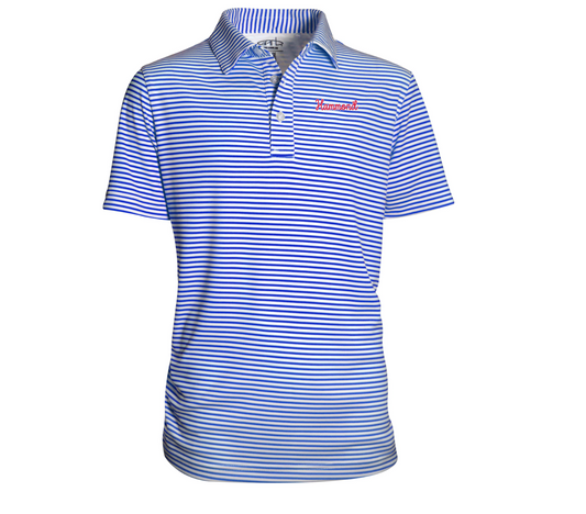 Youth Royal and White Striped Polo with Hammond