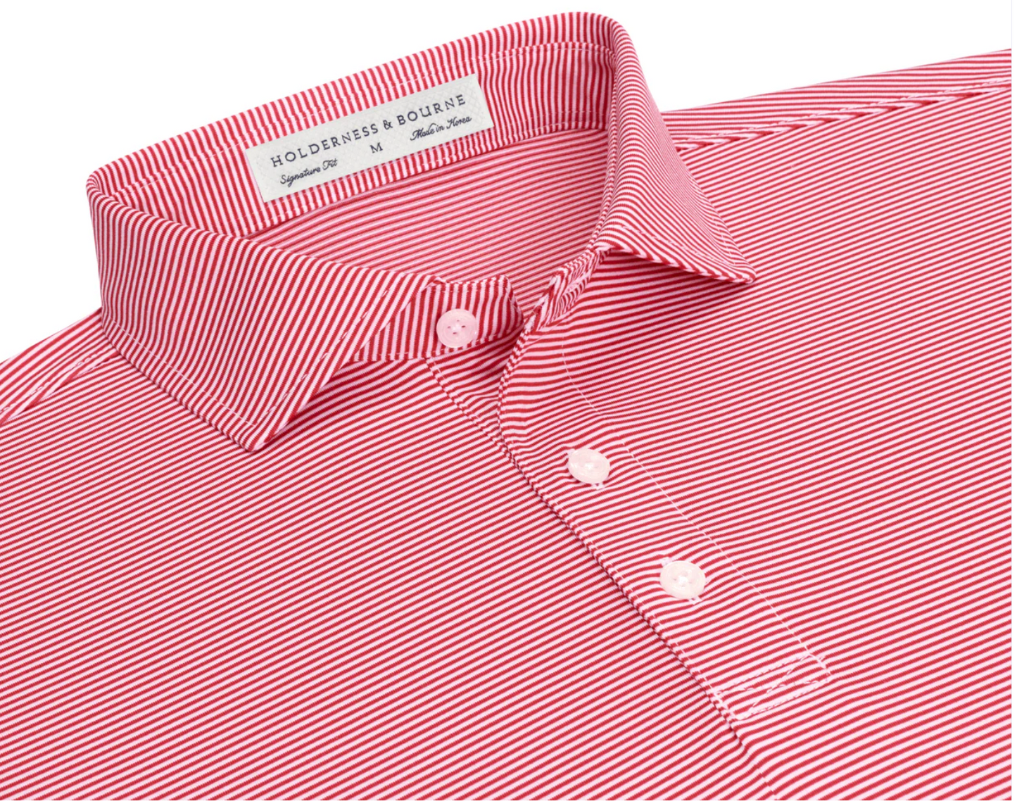 Adult Holderness and Bourne Red and White Stripe Performance Polo
