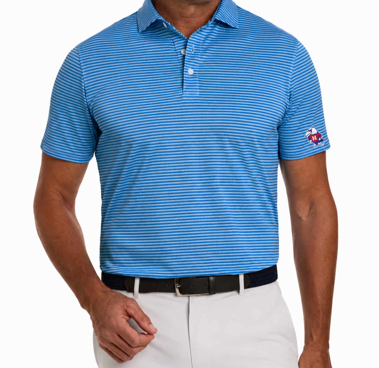 Adult Holderness and Bourne Blue Stripe Polo