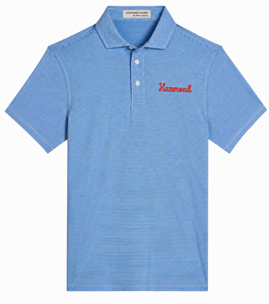 Youth Holderness and Bourne Royal and White Striped Performance Polo