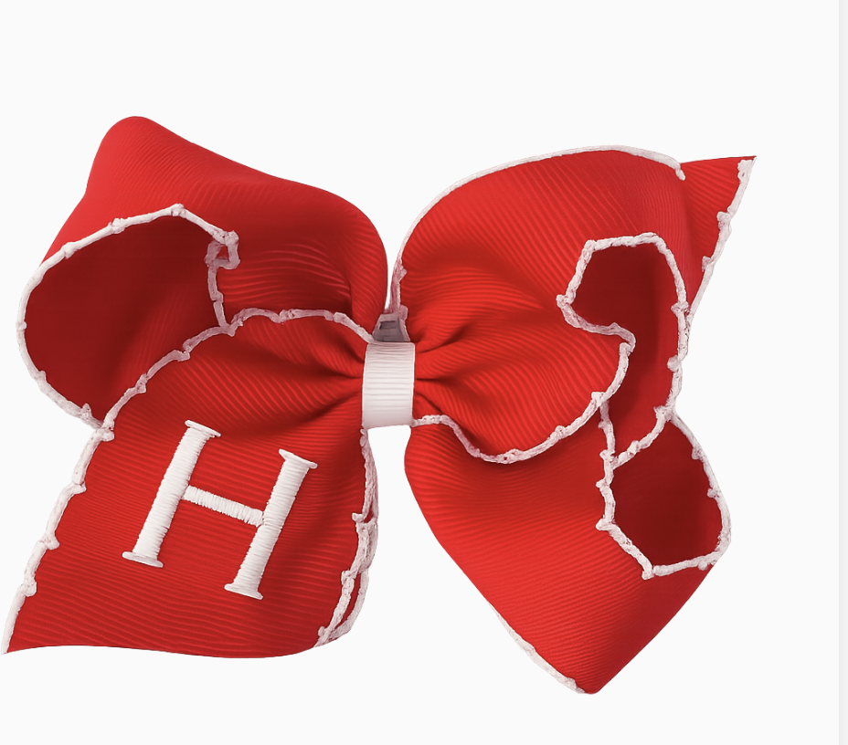 Wee Ones Red Scalloped "H" bow