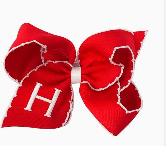 Wee Ones Red Scalloped "H" bow