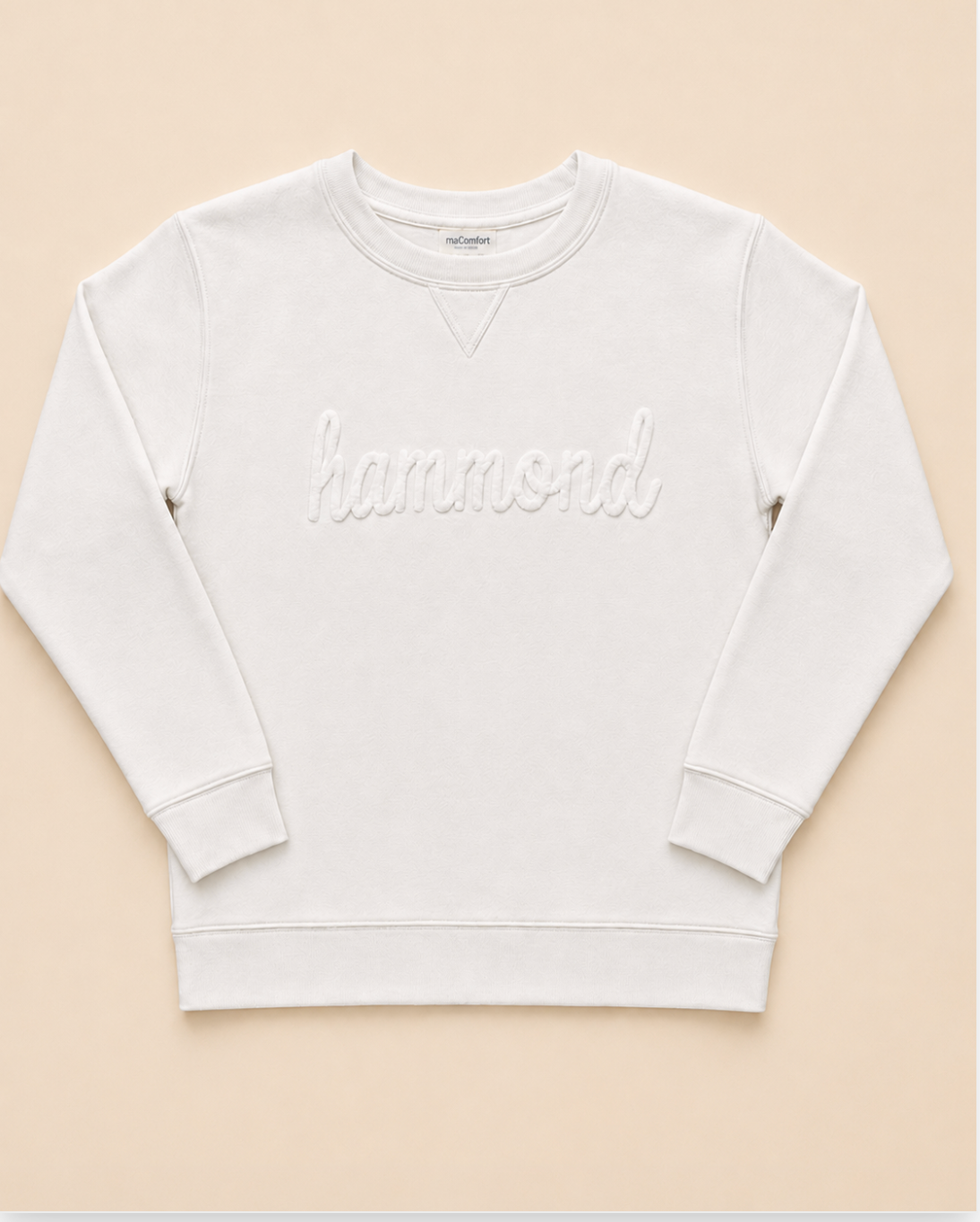 Youth White "Hammond" Crewneck