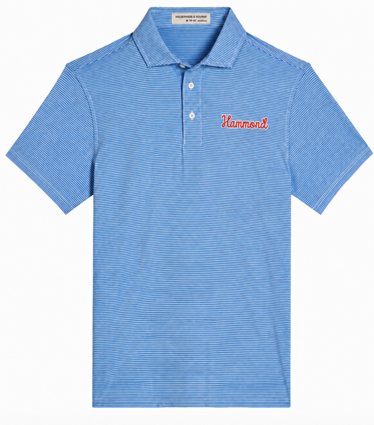 Youth Holderness and Bourne Royal and White Striped Performance Polo