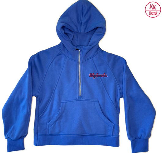 Royal Blue YOUTH Girls Quarter Zip Hoodie